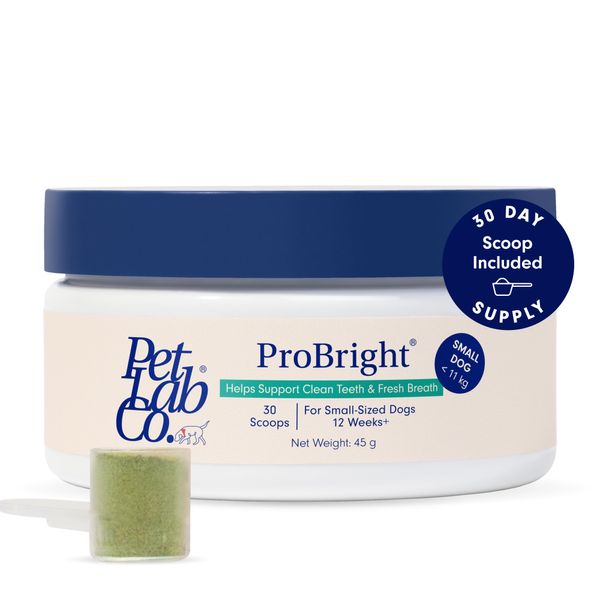 PetLab Co. ProBright® Dental Powder - Dog Breath Freshener - Teeth Cleaning Made Easy – Targets Tartar & Bad Breath - Formulated for Small Dogs