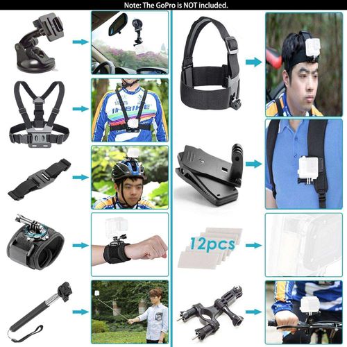 Navitech 50-in-1 Action Camera Accessories Combo Kit with EVA Case - Compatible with Surfola SF230 4K Action Camera