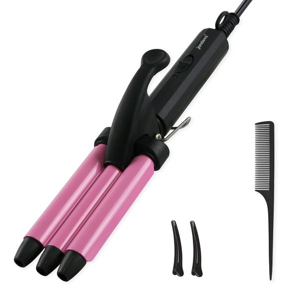 Mini Lockenstab für kurze haare, janelove 13mm beach waves lockenstab kleine locken, 200°C welleneisen Perfekt für Reisen - Rosa