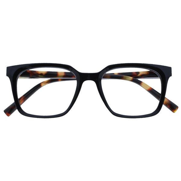 OPULIZE KOI Reading Glasses - Large Rectangular Frame - Black - Mens Womens - Spring Hinges - R50-1 - +1.00