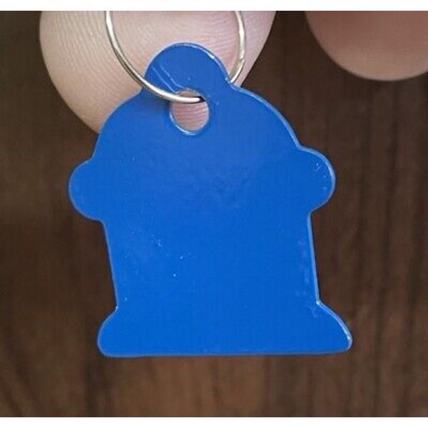 Blue Aluminum Fire Hydrant Pet ID Tags Personalized Front and Back