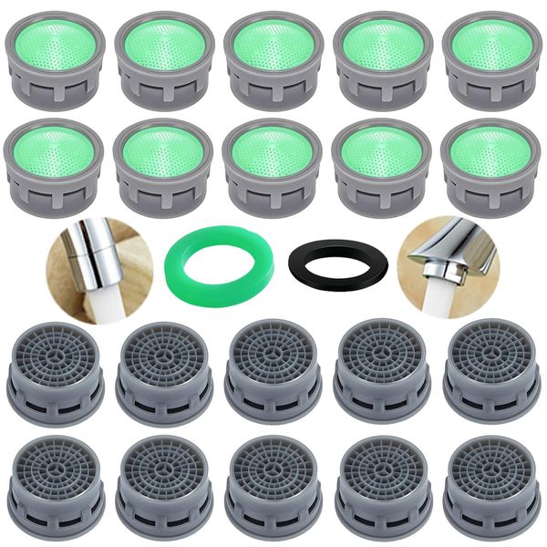 BOETOADG Faucet Aerator, 1.5 GPM Flow Restrictor Plug-In Faucet Aerator Replacement Parts for Bathroom or Kitchen (Green 20 Pieces)