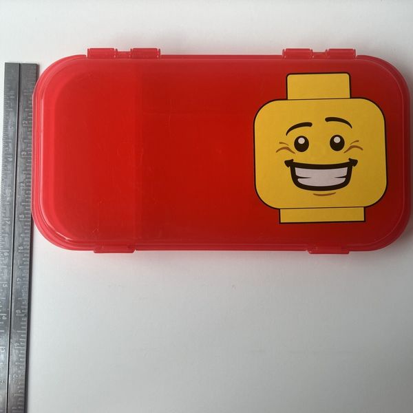 Lego Red Smiley Face Mini Figure Plastic Divided Compartment Storage Case USA