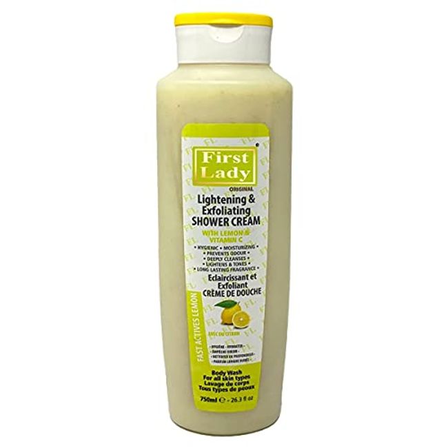 First Lady Lemon Skin Lightening & Exfoliating Shower Cream 750ml - with Vitamin C