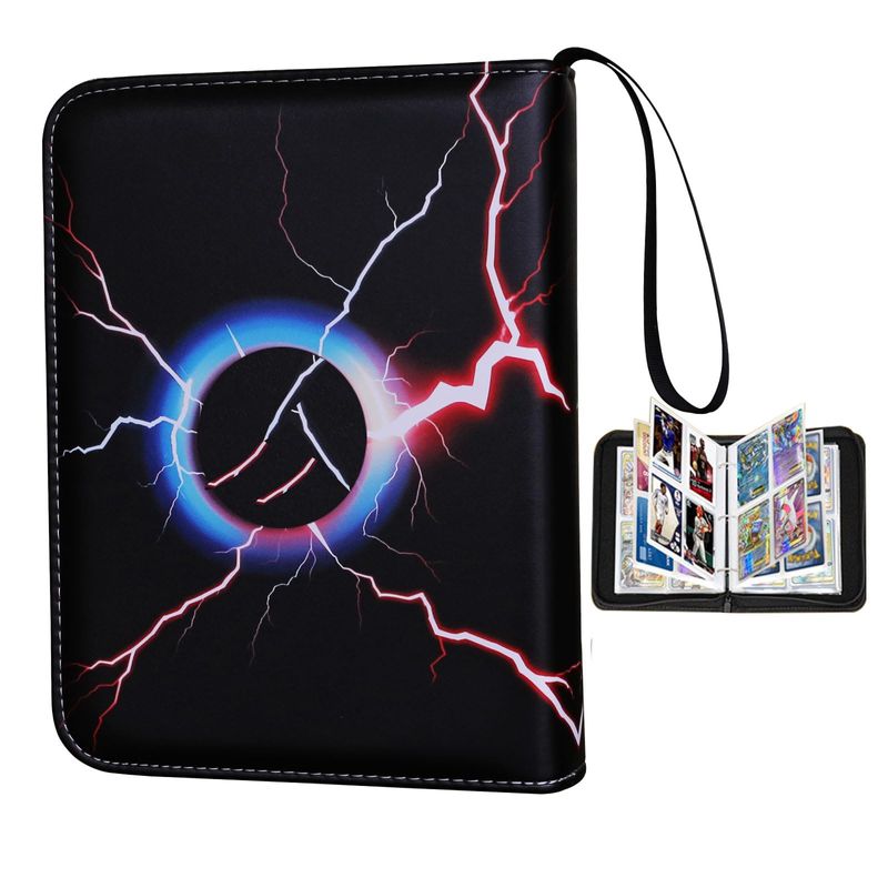 Pokemon Card Binder Album 4-Pocket Trading Card Binder - Holds 400 Cards  With Removable Sleeves, Zipper Closure (Red)