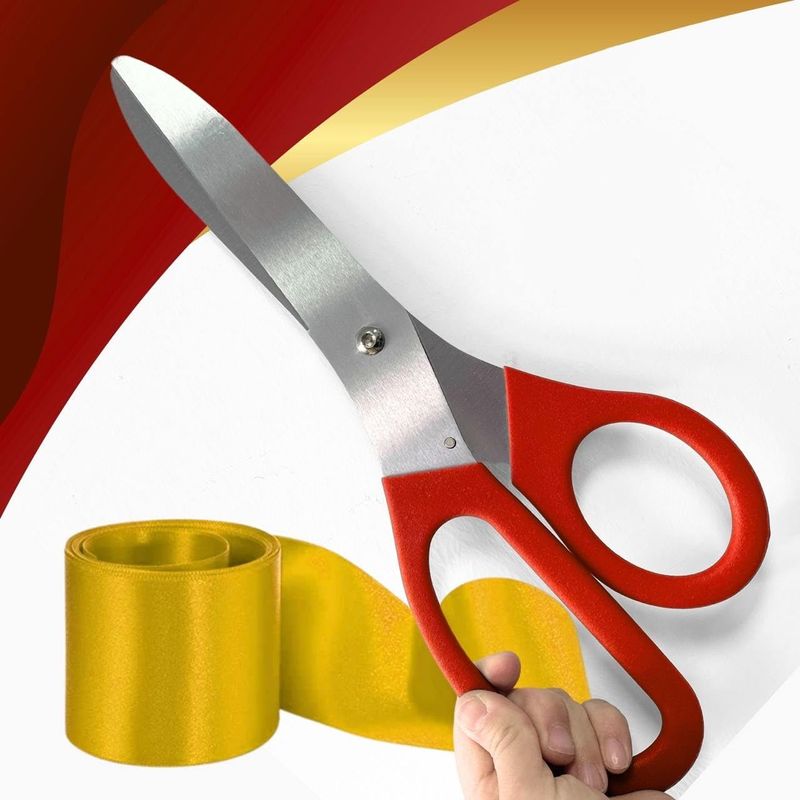 Grand Opening Kit - Red 16 Inch Ribbon Cutting Scissors & Gold Ribbon ...