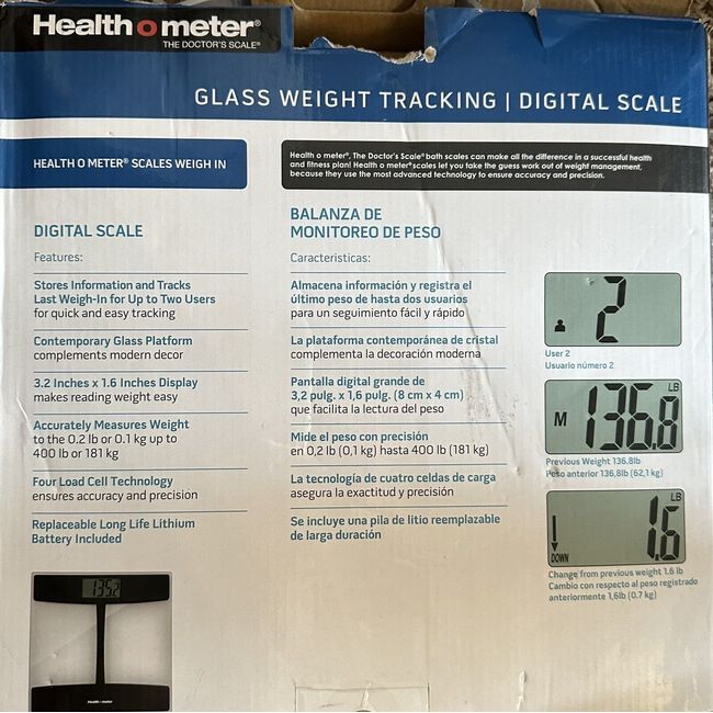 Health O Meter Glass Weight Tracking Scale