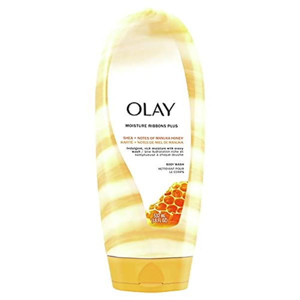 Olay Moisture Ribbons Plus Shea + Manuka Honey Body Wash, 18 Fl Oz