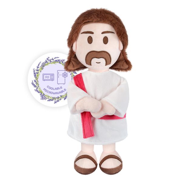 SuzziPals Microwavable & Coolable Jesus Plush Doll, Microwave Heating Pads Stuffed Animal for Cramps & Pain, Jesus Plushie Lavender Heated Stuffed Animals, Jesus Plushies Christian Gifts for Kid