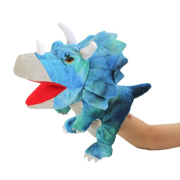 Hand Puppets, Cute Dinosaur Stuffed Animal Plush Puppet Pretend Play Doll Toy Movable Mouth Storytelling Dinosaur Figure Hand Puppet Interactive Toys for Kids Boys Girls Christmas Birthday Gift