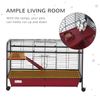 42" Rolling Pet Cage Set for Small Animals with Ramp & Water Feeder