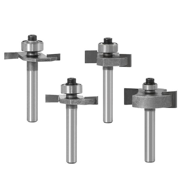 WSOOX Slot Router Bits with 1/4 Inch Shank Biscuit Joint Slot Cutter 4PCS Woodworking Grooving Router Cutter Set (Cutting Height:5/35" ,3/16",5/16",3/8")