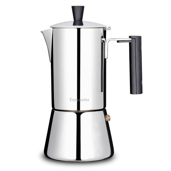 Easyworkz Pedro Stovetop Espresso Maker 4Cup 200ml Stainless Steel Italian Coffee Machine Maker Induction Moka Pot