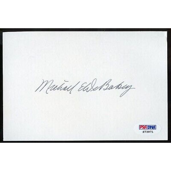 Michael DeBakey d2008 signed autograph 3x5 Pioneer Heart Surgeon PSA Certified