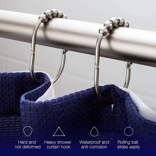 2 Lb. Depot Shower Curtain Ring - Set of 12 Easy Glide Rollers with Oil Rubbed Bronze Finish - Stainless Steel Shower Hooks for Straight and Curved Rods - Decorative and Durable for Any Bathroom