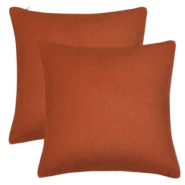 PiccoCasa Waterproof Pillow Case Cushion Cover for Sofa Backrest Soft Nordic Solid Decorative Living Room Car Seat Garden Sofa Bedding 2 Pcs Orange 45*45cm