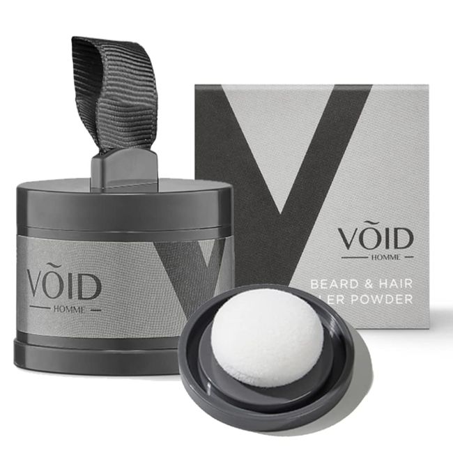 VOID Homme - Haaransatz Pulver - Grauer Haarwurzel, Ansatzpuder, Hairline Powder, Haaransatz Schattenpulver, Concealer mit Puff Touch, Graue Wurzel zu Vertuschen, Haaransatzpuder (Dunkelbraun)