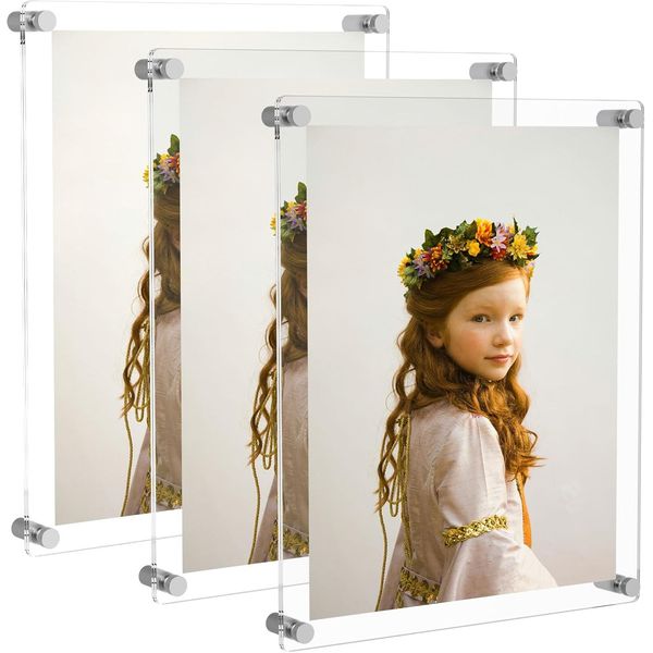 11X14 Clear Acrylic Wall Mount Floating Frameless Picture Frame for Degree Certi