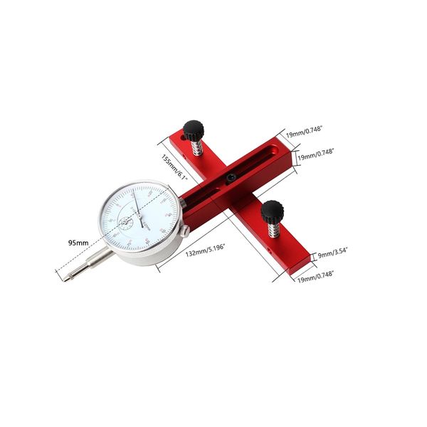 FTtool Carpenter Table Saw Gauge Precision Dial Drilling Machine Alignment Blade Parallelism Correction Adjustable, Red