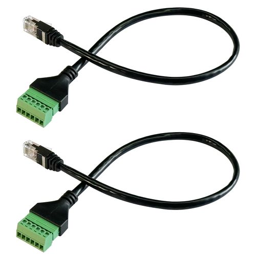 Jienk 2Pcs RJ11 Male to 6 Pins Screw Terminal Block Adapter for Cat3 Telephone Handset Cords Extender Cable, RJ12 6P6C to 6pin Terminal Extension Cable