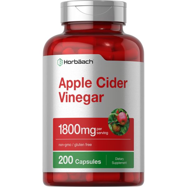 Apple Cider Vinegar Capsules | 1800mg | 200 Pills | Non-GMO | by Horbaach