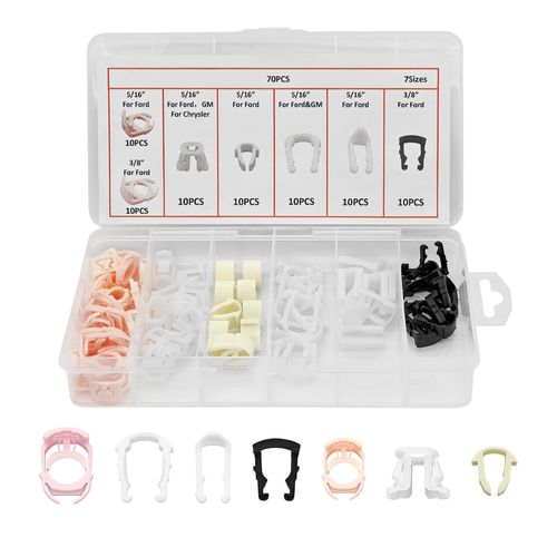 Bittwee 70PCS Car Fuel Line Clips, Automotive Nylon Fuel Line Repair Kit Fuel Hose Retainer Clips Replacement 3/8" 5/16" Fuel Line Clamp with Storage Case, Universal for Vehicle SUV Truck RV