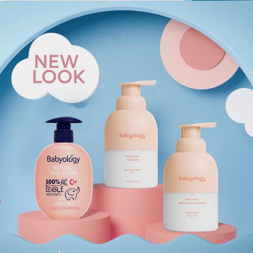 Babyology All Natural Baby Wash and Shampoo - 100% Edible Ingredients - with Organic Rose Water (Unscented) - 13,52 FL OZ - Good for Sensitive Skin - Non Toxic - Tear Free (Scents & Packs Vary)
