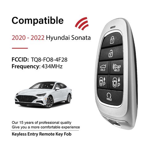 Keylessbest Replacement for 2020 2021 2022 Hyundai Sonata Key Fob Remote Control TQ8-FO8-4F28 7 Buttons 47 Chip 434MHz