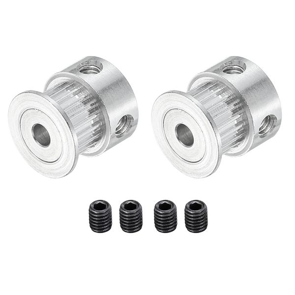 uxcell Timing Pulley 20 Teeth 4mm Bore Aluminum Synchro Wheel with M4 Screw 3D Printer Belt for CNC Machine 2pcs