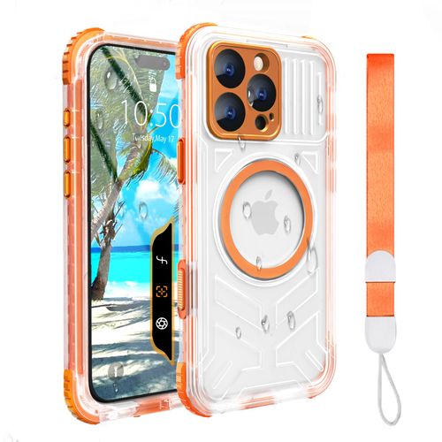Evcing for iPhone 16 Pro Max Waterproof Case Compatible with MagSafe, IP68 Underwater Case Built-in Screen Protector, Slim Translucent 360° Full Body Protection, 12FT Military Grade, 6.9 Inch Orange