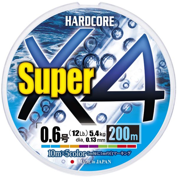 Duel H4304-5C PE Line Fishing Line HARDCORE Super X4 [Line Fishing Line Fishing Tackle High Strength High Sensitivity] No. 0.6 (200m) 5 Colors