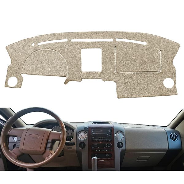 Yiz Dash Cover Mat Custom Fit for Ford F150 Pickup Truck 2004 2005 2006 2007 2008, Dashboard Cover Pad Carpet Protector J58 (Beige)