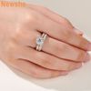 Newshe Bridal Band Set  Promise Ring for Her Solid Silver Perfect Gift Size 7