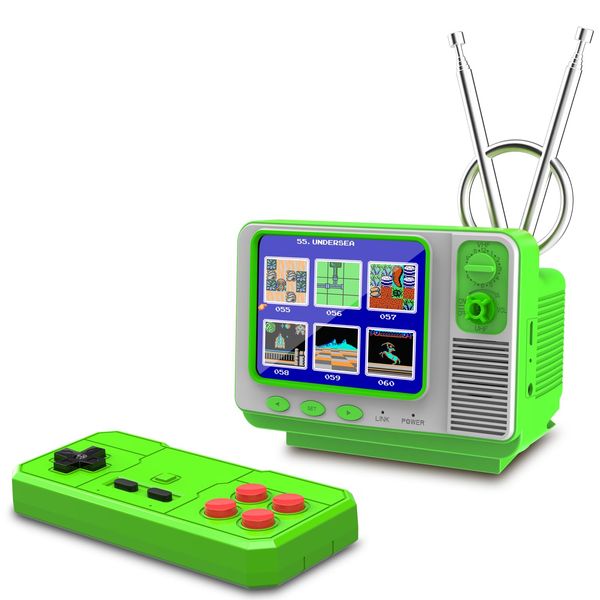 E-Mods Handheld Game Console Built in168 Video Game for Kids Party Favors 3.0 Inch Screen Retro Game Console Support Two-Player Gamepad Birthday Gift for Children/Adult (Green)