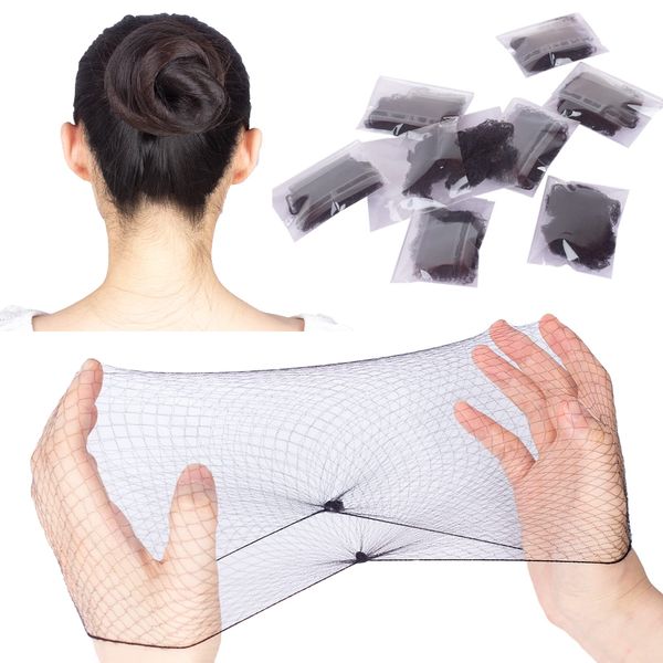 WeKen Black Hair Net 24Pcs Individual Package 20" Invisible Elastic Edge Mesh Bun Hair Nets for Food Service Ballet Bun Women Sleeping and Wig