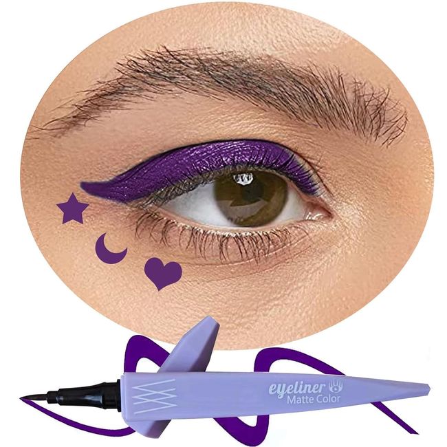 Metfdlaig Purple Liquid Eye Liner Pen with Ultra Fine Felt Tip, 24 Hours Waterproof & Smudge-proof Eyeliner Pen, Quick Drying Formula Long Lasting High-Pigmented Eye Makeup Gift Kit(Purple)