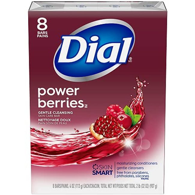 Dial Skin Care Bar Soap, Power Berries, 4 Ounce, 16 Bars