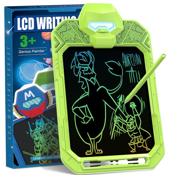 BUKEBU LCD Writing Tablet Doodle Board 10 Inch, Colorful Drawing Pad, Electronic Drawing Tablet, Drawing Pads,Travel Gifts for Kids Ages 3 4 5 6 7 8 Year Old Girls Boys (Powerful Warrior)