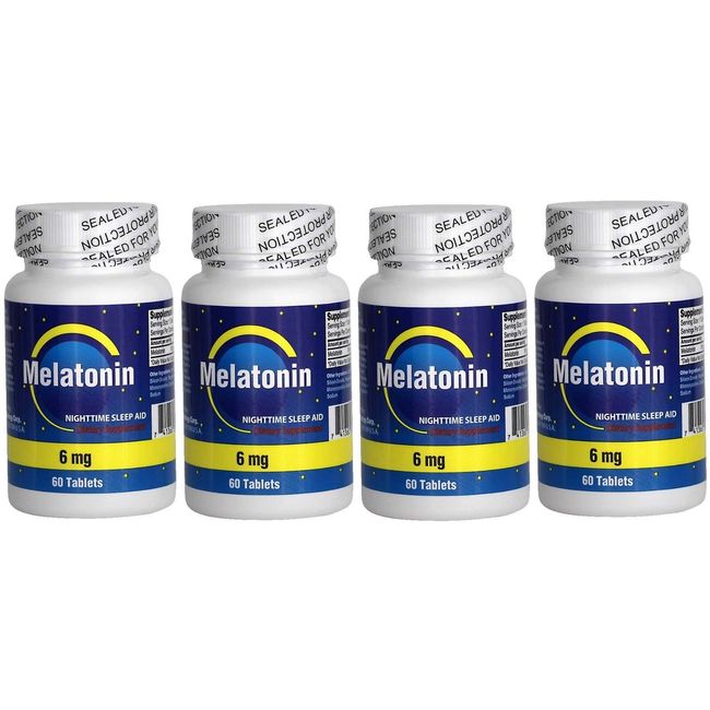 4 bottles NCB Melatonin, 6mg, 60tab/bottle All Natural Sleep Aid 8 month supply