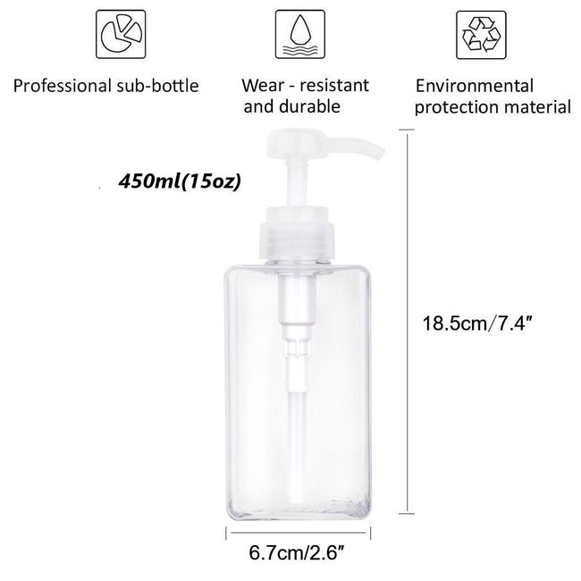 Empty Plastic Pump Bottles, Refillable Lotion Soap Dispenser Liquid  Container For Bathroom Soaps Shampoo And Body Wash