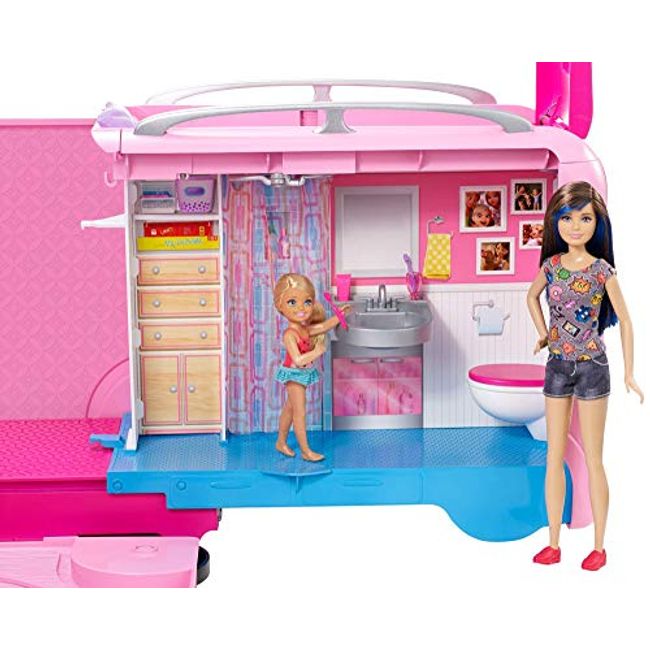 Barbie Camper Playset, Dreamcamper Toy Vehicle with 50 Accessories