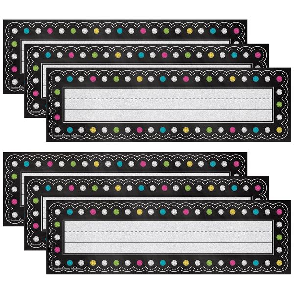 Teacher Created Resources Chalkboard Brights Flat Name Plates, 36 Per Pack, 6 Packs