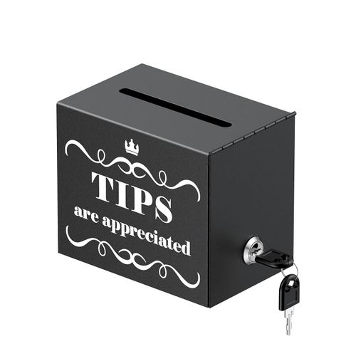 Uniclife Metal Tip Jar for Bartenders, 6" x 4" x 5", Tips Jar Tip Box with Lock, Tip Bucket Money Storage Container Cash Collection Boxes for Bars Restaurants Cafes, Donation Box Suggestion Boxes
