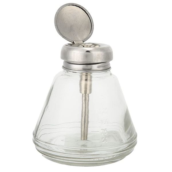 push down pump dispenser, 150ml glass push down pump dispenser nail art pump dispenser nail polish remover cosmetic dispenser container clear liquid container press bottle accessories (squeeze bottle)
