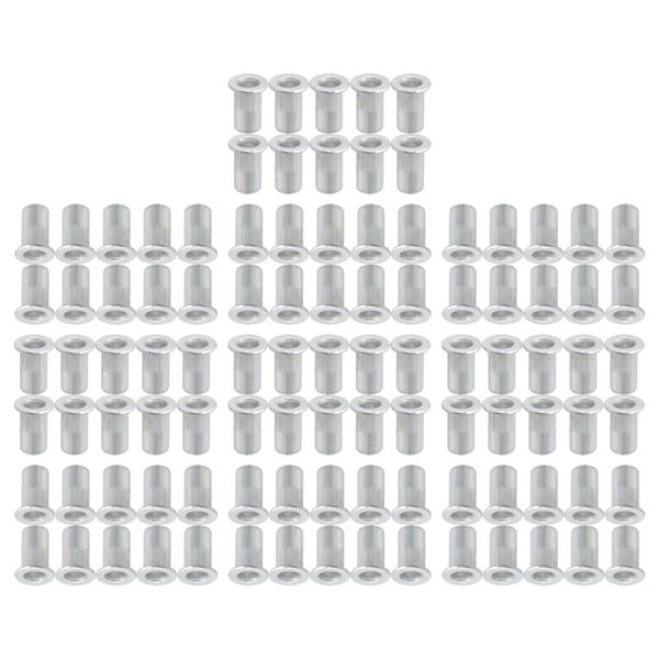 Timunr 100 PCS 10-24 UNC Rivet Nuts Kit Aluminum Rivet Nuts Assortment Kit Flat Head Threaded Insert Nut