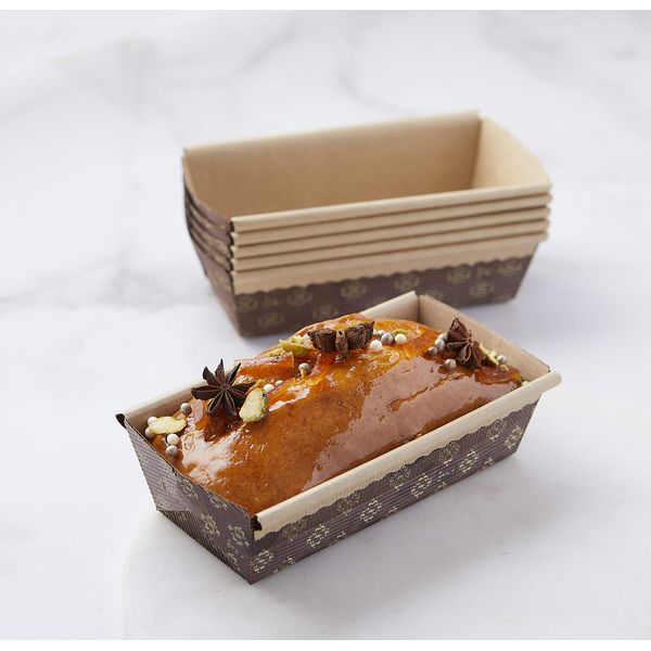 Pastry Chef's Boutique Disposable Rectangular Paper Loaf Pan Molds, All Natural Made, Recyclable, Microwave and Oven Safe, Small Display Cake Mold - 6''x2.5''x2'' - 25pcs