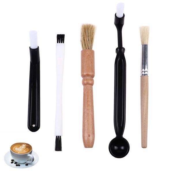 YFFSFDC Coffee Grinder, Cleaning Brush, Coffee Machine Cleaning Brush, Coffee Grinder, Brush, Cleaning Tool, Easy to Clean, Convenient Wood and Plastic 5 Pieces