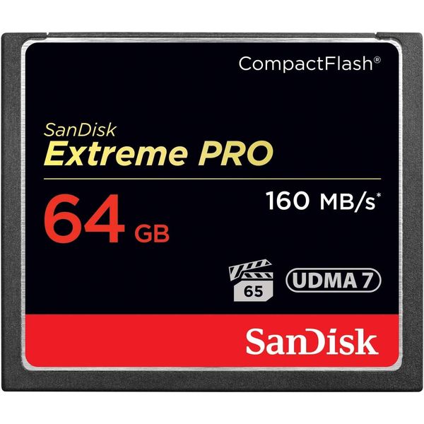 SanDisk Extreme PRO CompactFlash Speicherkarte 64 GB (UDMA7, 4K- und Full-HD-Videos, VPG 65, temperaturbeständig, 160 MB/s Übertragung)