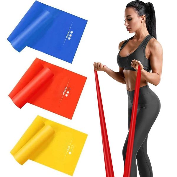 Haquno 3 Pack Exercise Resistance Bands Set with 3 Resistance Levels-1.5M Exercise Bands Resistance for Women and Man,Ideal for Strength Training, Yoga, Pilates,Blue- Red - Yellow