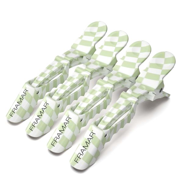 FRAMAR Checkered Crocodile Clips Hair – Sectioning Hair Clips Women, Cute Hair Clips For Styling, Hair Sectioning Clips, Hairdressing Clips, Alligator Clips Hair, Hairclips, Hairdresser Clips – 4 Pk